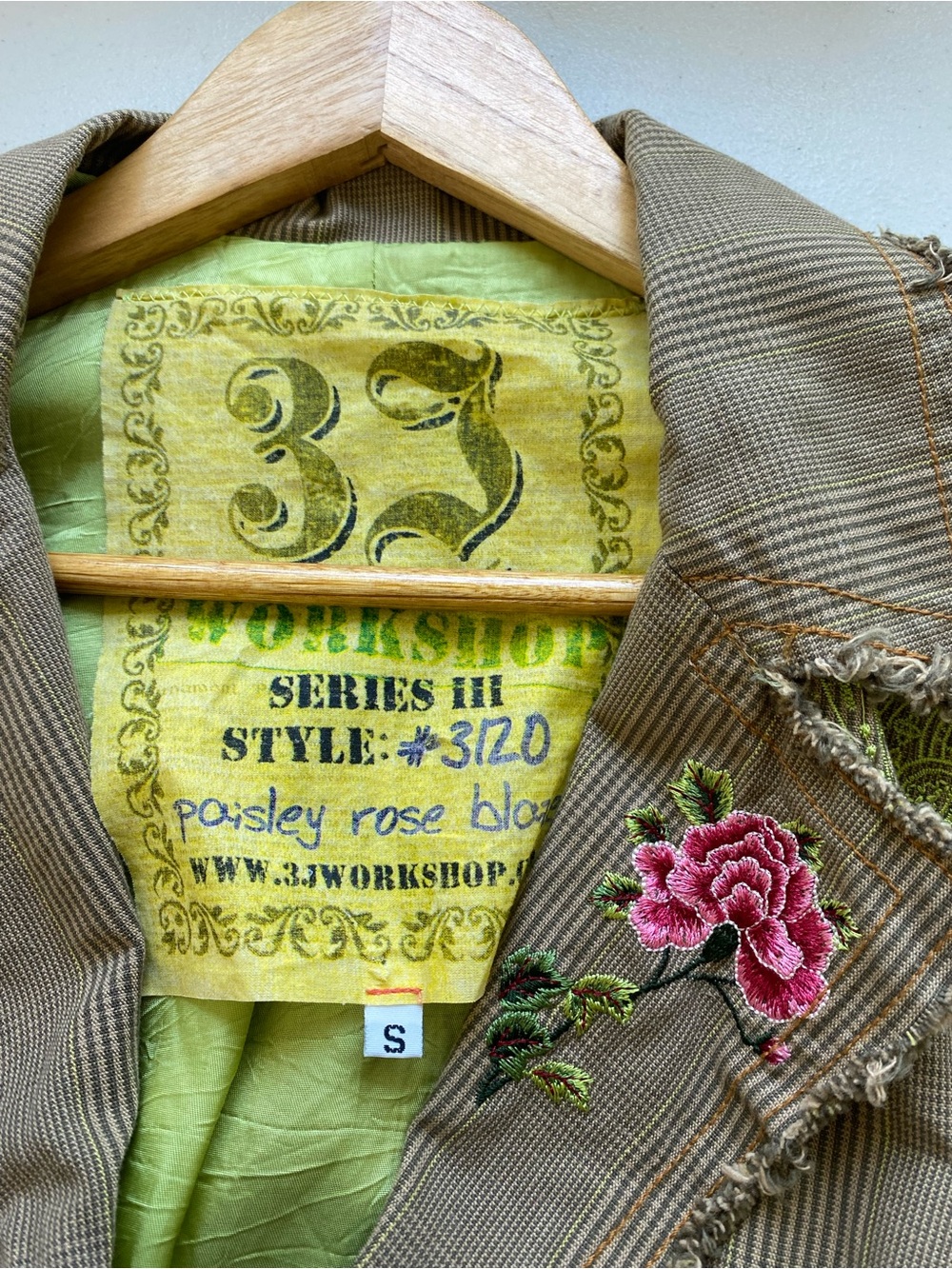 Johnny Was 3J Workshop Paisley Rose Blazer Size Small Y2K Plaid embroidered - Picture 8 of 9